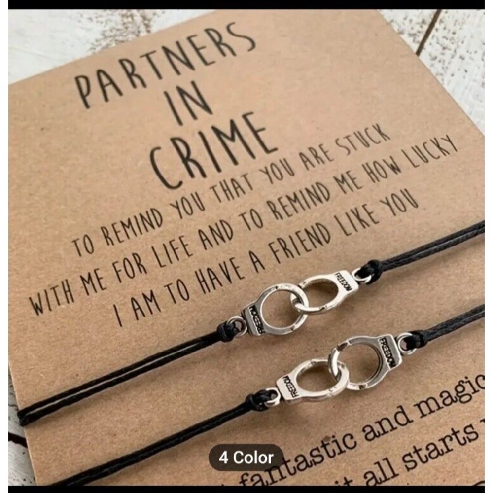 NWT Partners in Crime Friendship Bracelet Set‎ 2PC Handcuff Clasp BFF Jewelry